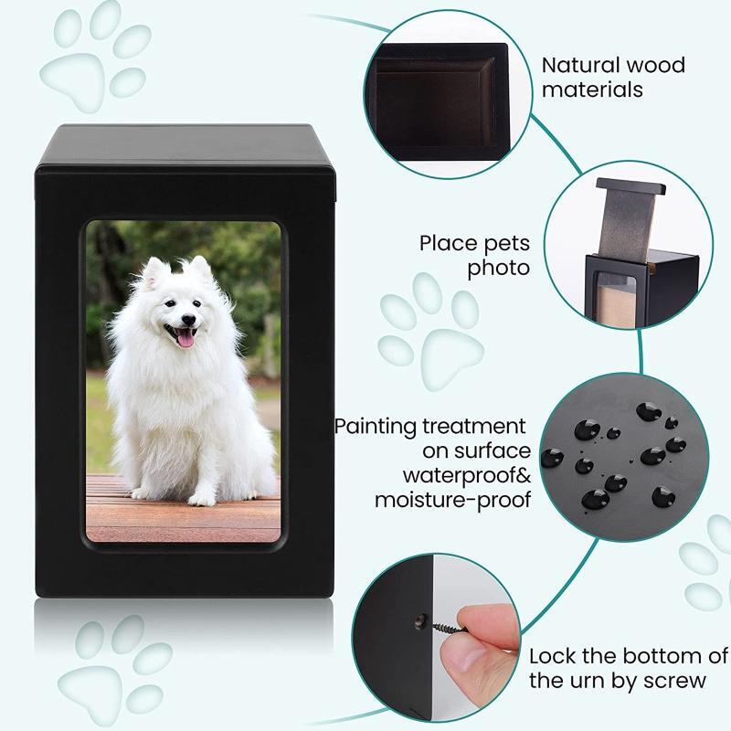 Pet Urn for Dogs or Cats Ashes Cremation Urns with Photo Frame Wood Memorial Box
