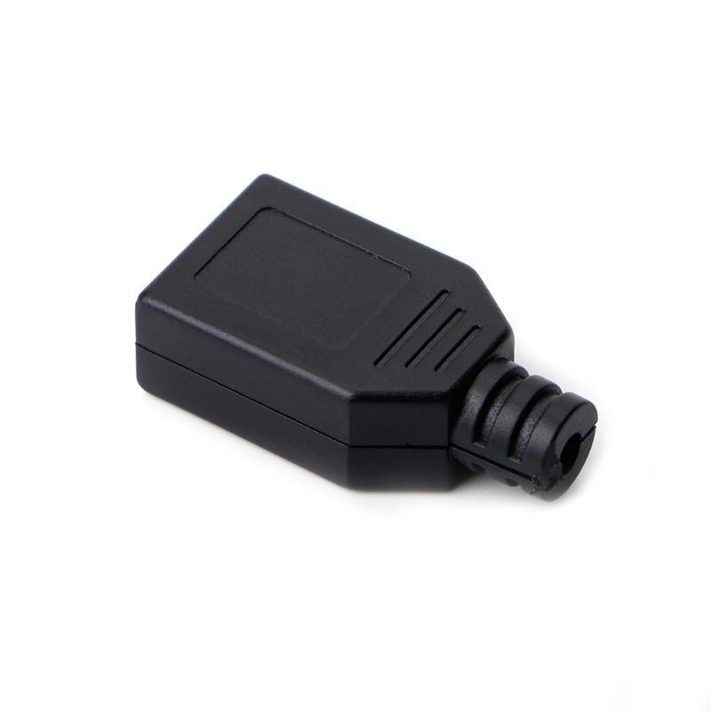 10 Sets Type A Female USB 4 Pin Plug Socket Jack Connector w/Black Plastic Cover