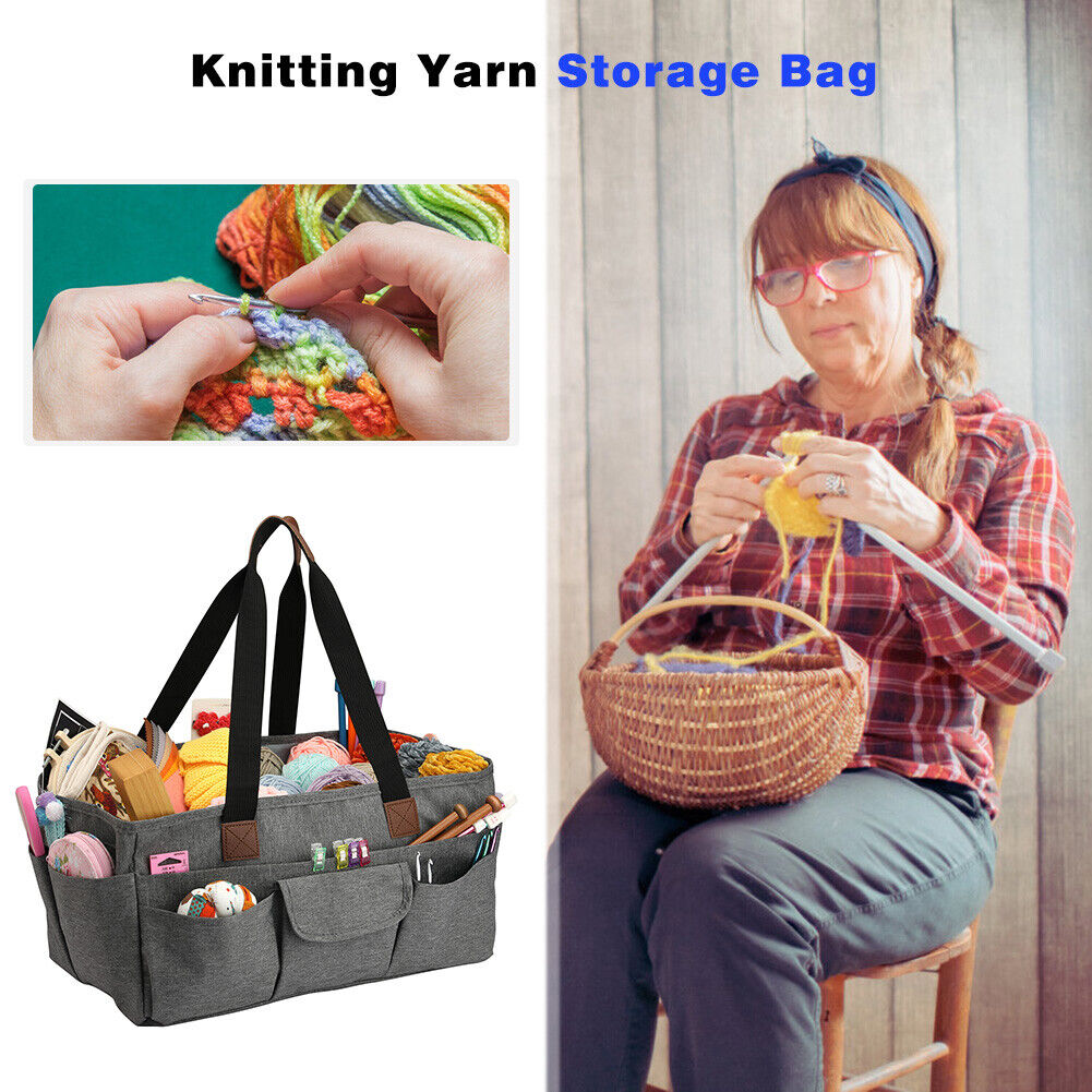 Knitting Bag Organizer Yarn Storage Case Crochet Hook Needles Sewing Totes