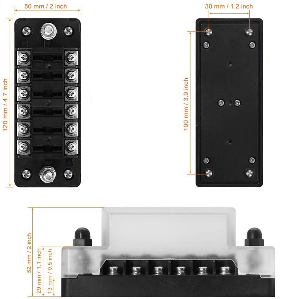Boat RV Marine Car Accessory Block Fuse Box Plastic Cover Blade Fuse Holder