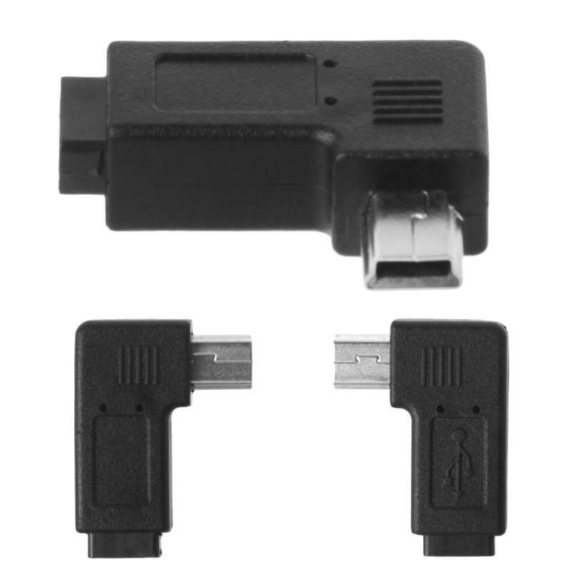 USB 2.0 Micro 5Pin Female To Mini 5Pin Male 90° Angle Left Right Converter