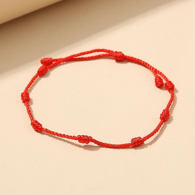 2Pcs 7 Knots Lover Red String Friendship Bracelet Attract Wealth Amulet Success