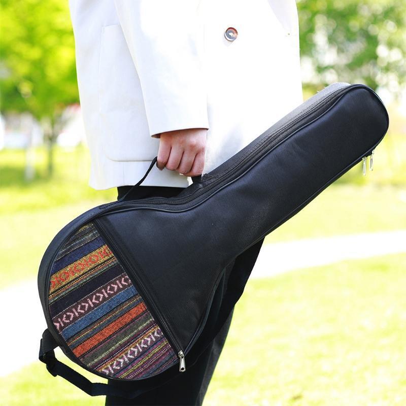 25in 4-Strings Banjo Bag Ethnic Style Musical Ukulele Tote Case Cotton Backpack