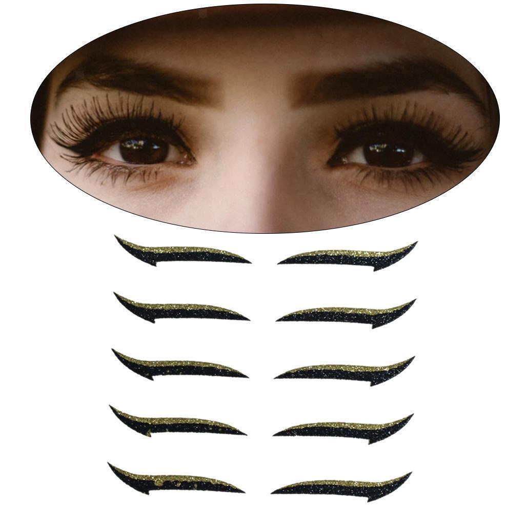 Autocollants D'eye-liner Réutilisables Paresseux, Bande 5 paires Or