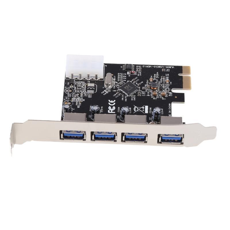 4 Ports USB 3.0 Super Fast PCI Express (PCIe) Expansion Card for Windows Server