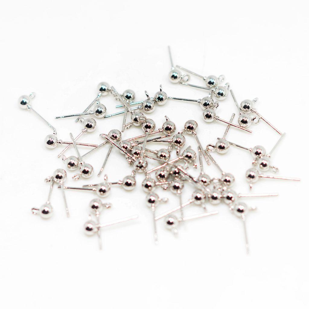 200x Ear Pin Studs with Loop Earring Post Findings DIY Crafts Accessories