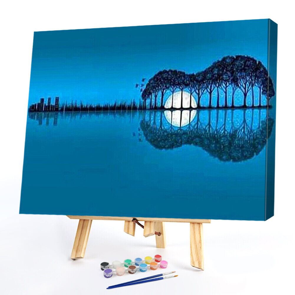 Guitar Scenery 50X40cm Oil Paint By Numbers Picture DIY Painting Craft Kit
