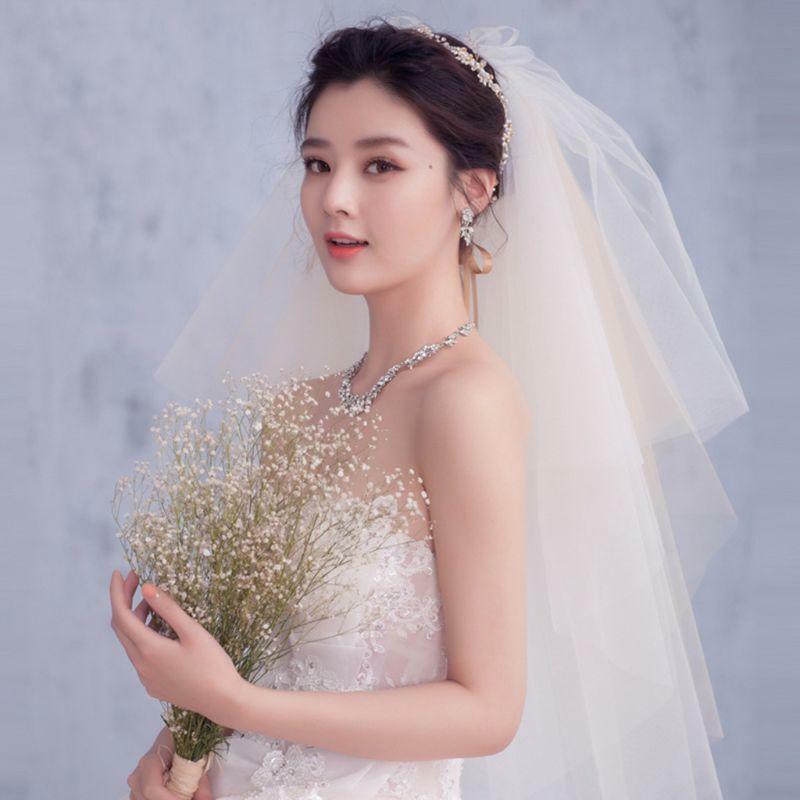 Tulle Wedding Dress Veils Fluffy White Multi Layer Bridal Hair Veil Comb Bride