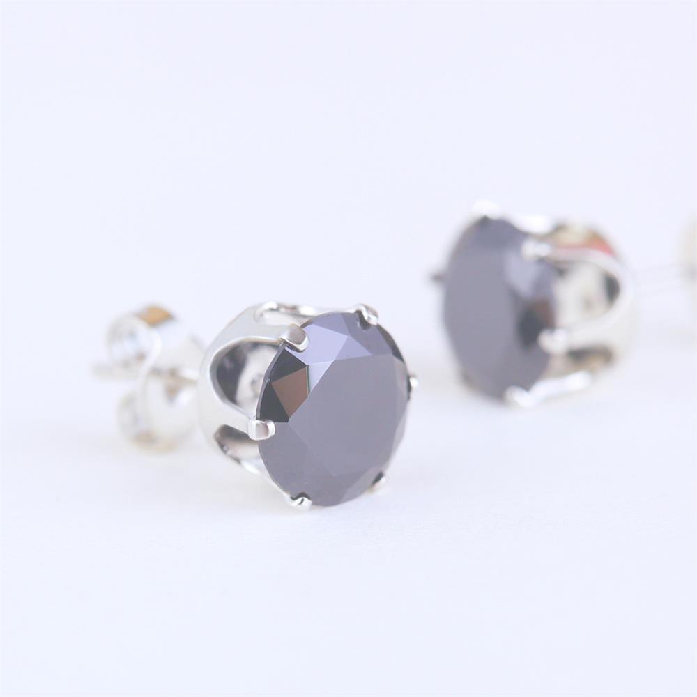 8Pairs/Set Fashion Men&Women White Black Earrings Zircon  Six Claws Ear Studs