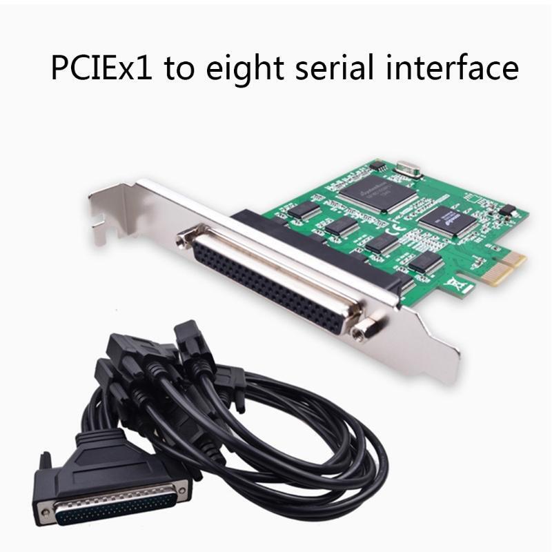 PCIe to 8 Port DB9 RS232 Serial Port Add On Card DB9in COM Adapter 16C1058 Chip