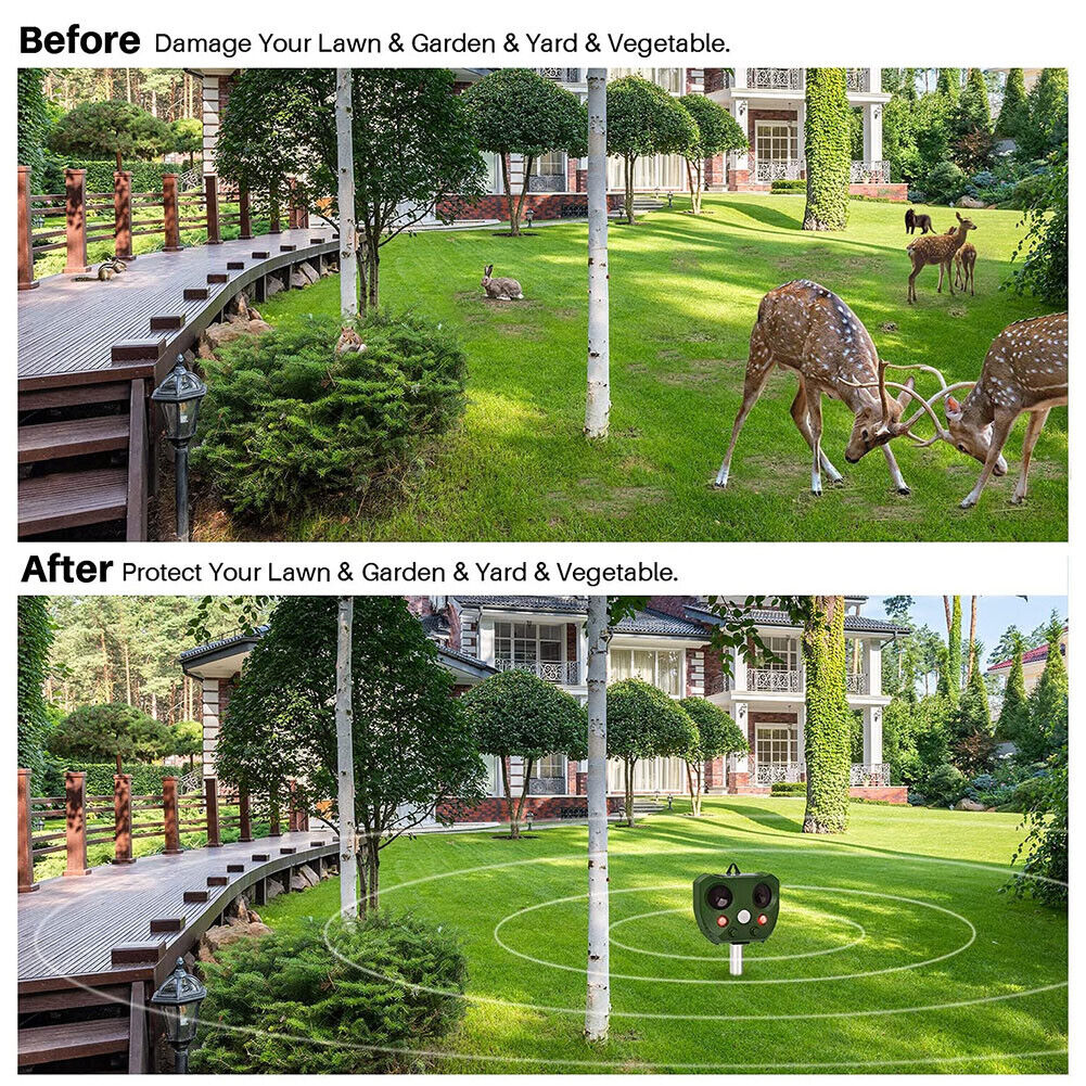 Solar Animal Repeller Ultrasonic Motion Sensor Bird Deer Raccoon Deterrent