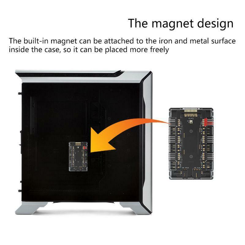 ARGB+PWM HUB Magnetic Suction Hub with 6x4Pin PWM 6x3Pin ARGB Light Port
