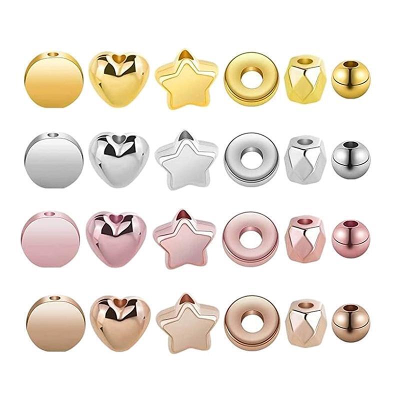2160 Pieces Spacer Beads Set Various Shapes Bracelet Beads Heart Round Beads