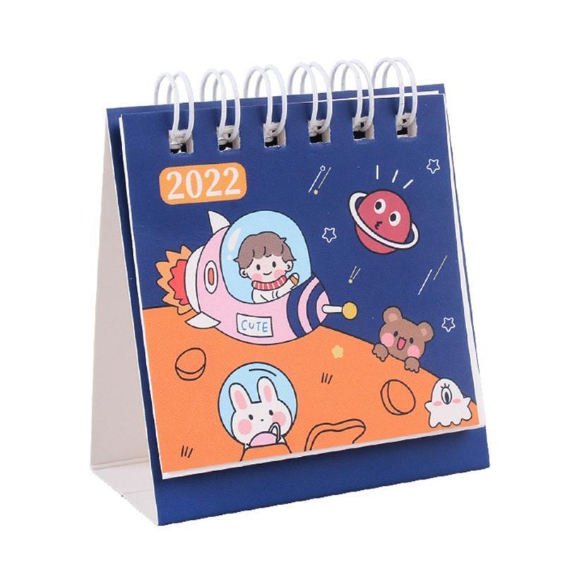 2022 Cartoon Calendar Mini Decorative Calendar 360 Flipping Writable Portable