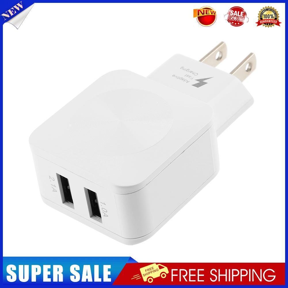 Travel 5V 2.1A 1A Dual Ports USB Wall Charger Charging Adapter US (White)