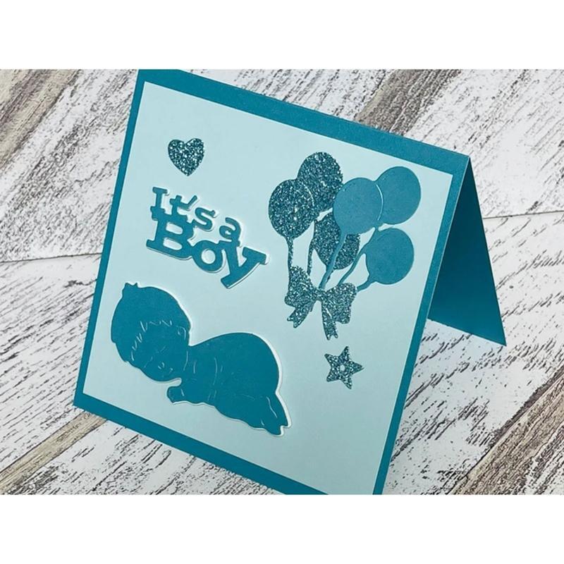 Cute Sleeping Baby Boy Metal Cutting Dies Stencil DIY Scrapbooking Card Template