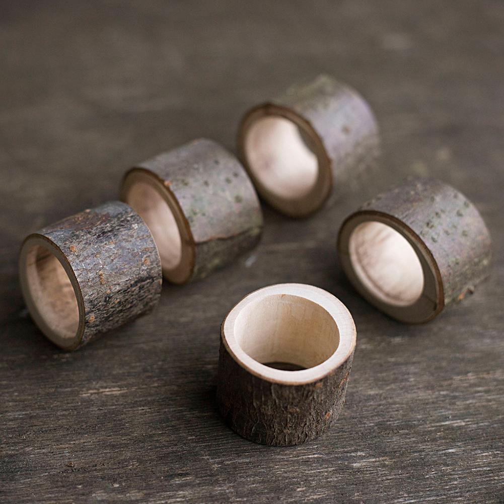 Rustic Wooden Napkin Ring Wedding Party Napkin Holder Table Decoration Gift