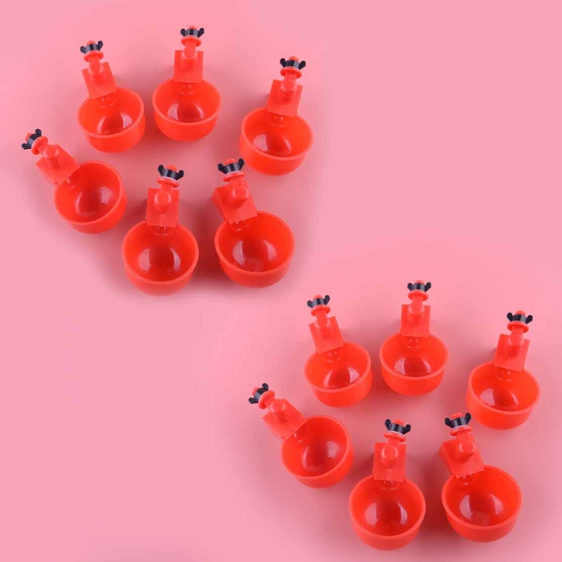 12pcs Automatic Chicken Water Cup Red Plastic Drinking Bowl for Poultry Pigeon