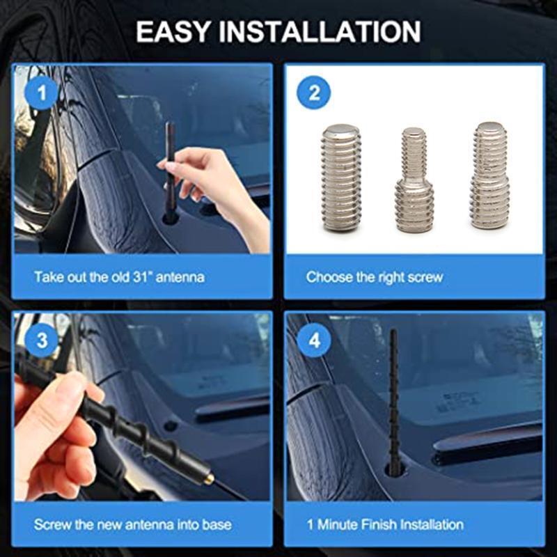 Removable Spiral Stubby Auto Truck Antenna for F150 RAM-Vehicles with 3 Screws