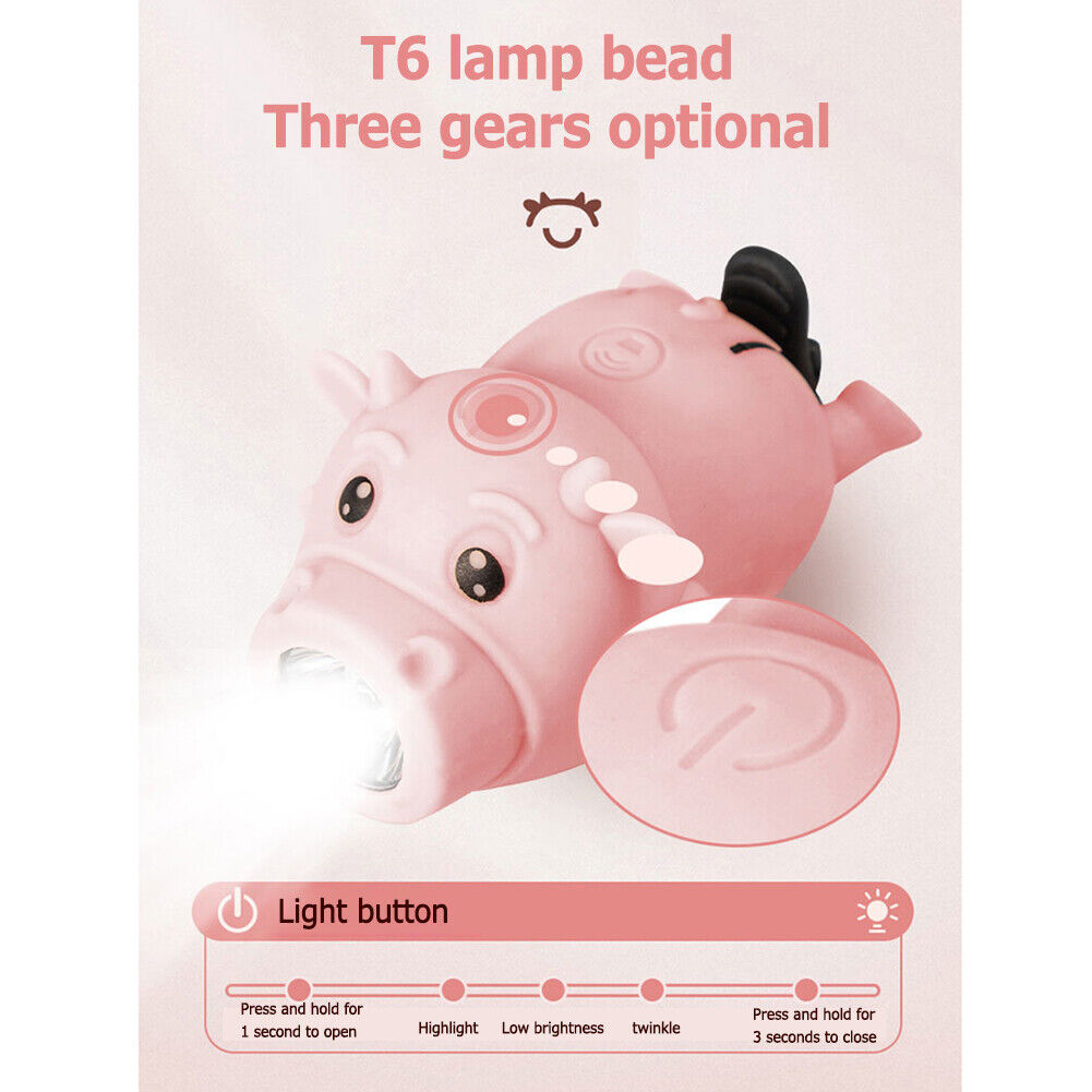 Cute Bike Handlebar Horn Bell Calf Kids Bicycle Scooter Front Light (Pink)