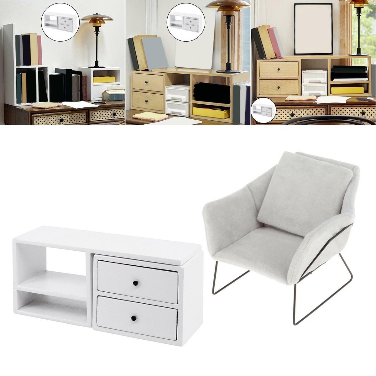 1/6 Gray Sofa with TV Cabinet  Living  Scene Supplies Decor