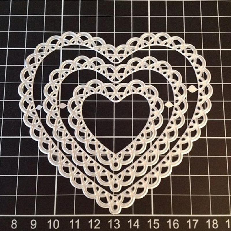 Three-Layer Hollow Lace Heart Shape Carbon Steel Cutting Dies DIY Scrapbooking