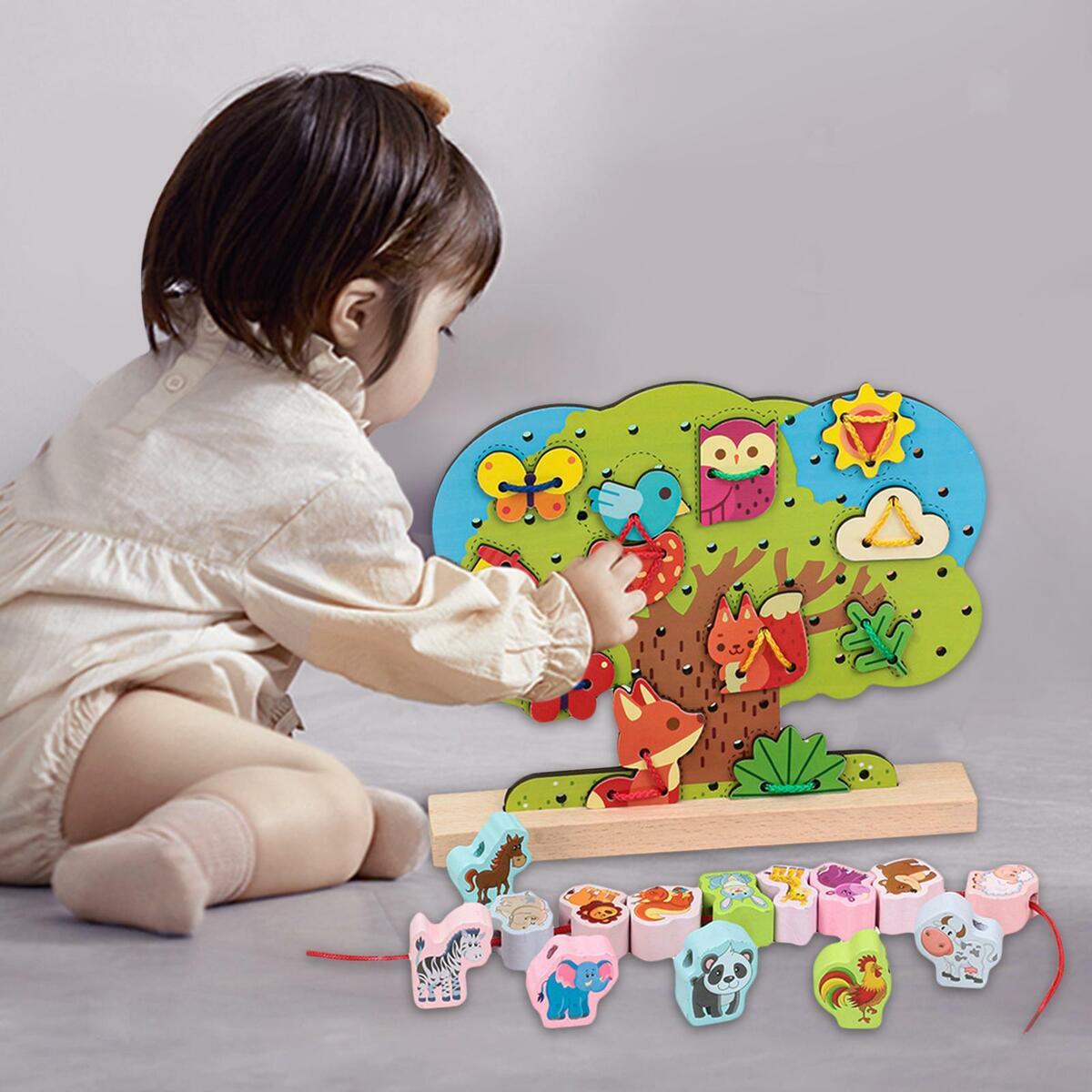 Wooden Threading puzzle playing Game Early Educational  Gifts