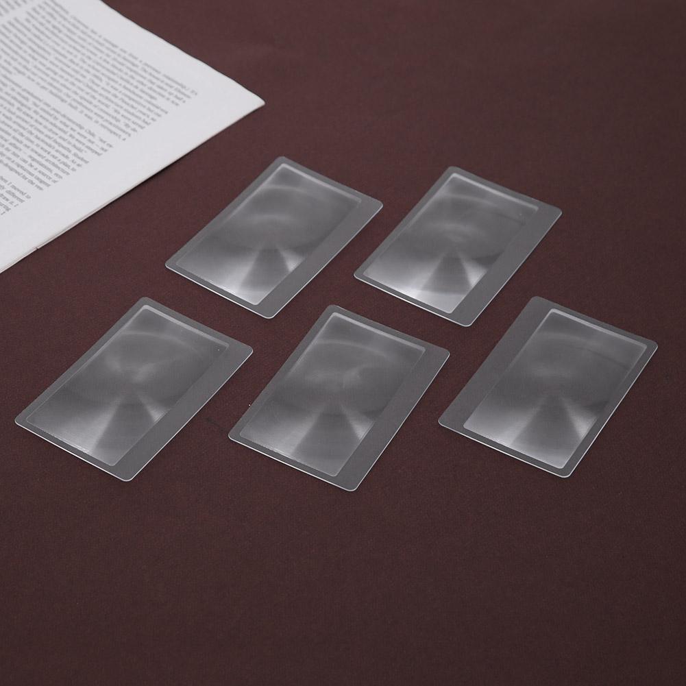 5pcs 3X Credit Card Shape Magnifiers Transparent Magnifier Fresnel Lens