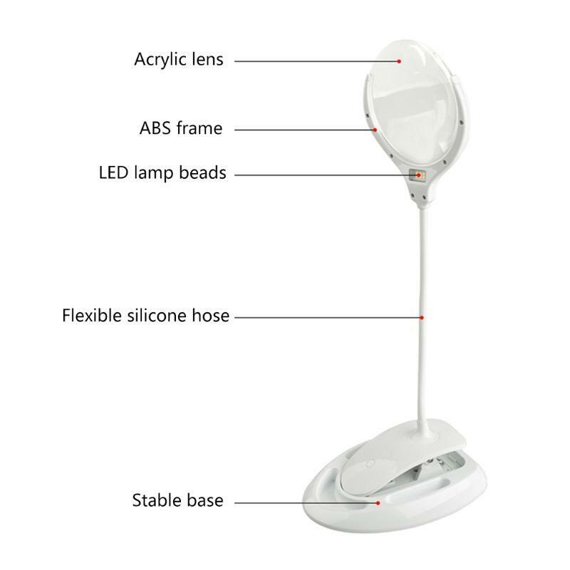 Practical 2 in1 Reading Magnifier Hands-Free 3X 8X Rechargeable LED Light Sewing