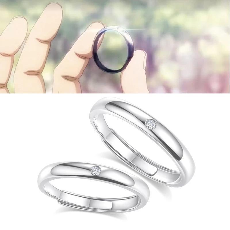 2x/set Bridal Shower Rings Engagement Ring Glitter Fidget Women Rings Alloy