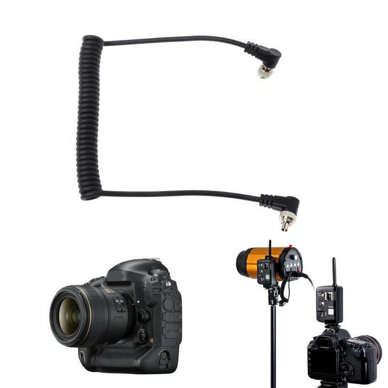 M-M PC Sync Cord Male To Male Flash Spring Cable With Screw Lock For CANON NIKON