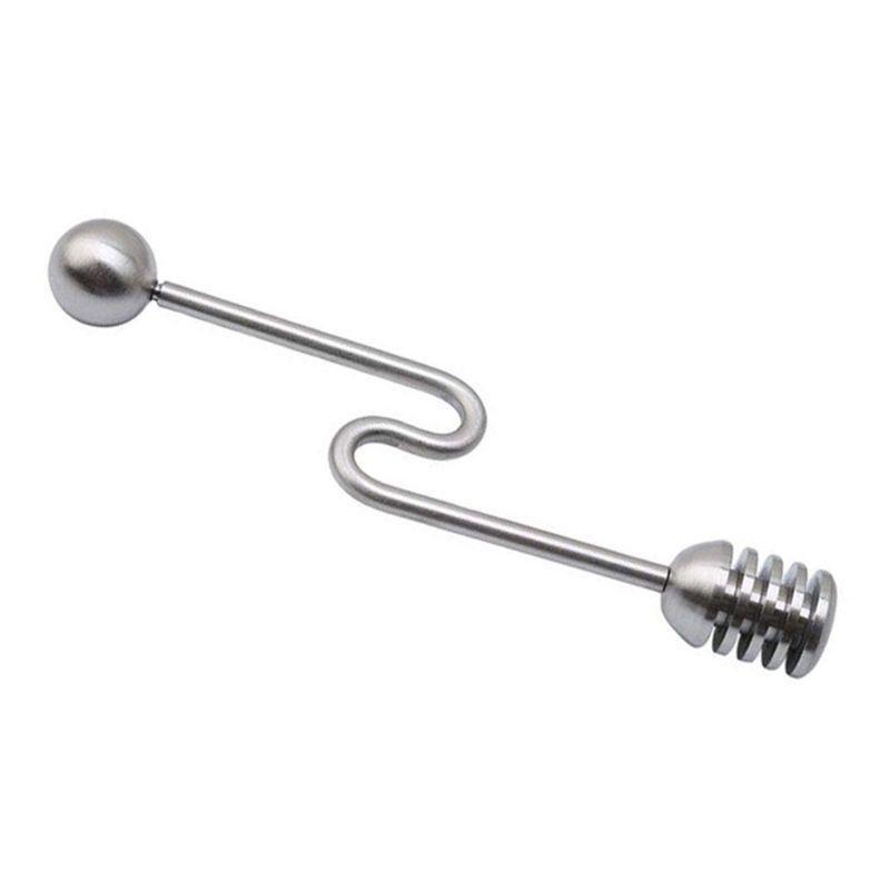 6 Inch Stainless Steel Honey Dipper Stick Server Curved Wand Coffee Tea Stir Bar