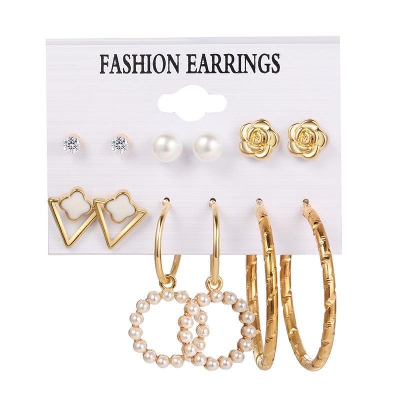 Flower Shape Stud Earring Women Round Hoop Earring Fashion Party Jewelry Gift