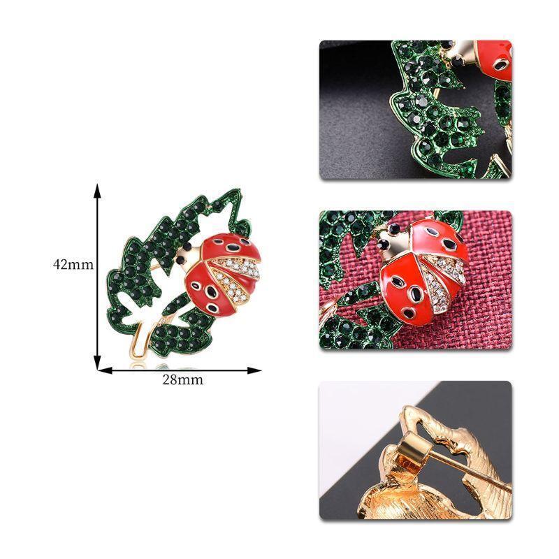 Insect Leaf Brooch Ladybird Decorative Charms Jewelry Badge Banquet Scarf Pins