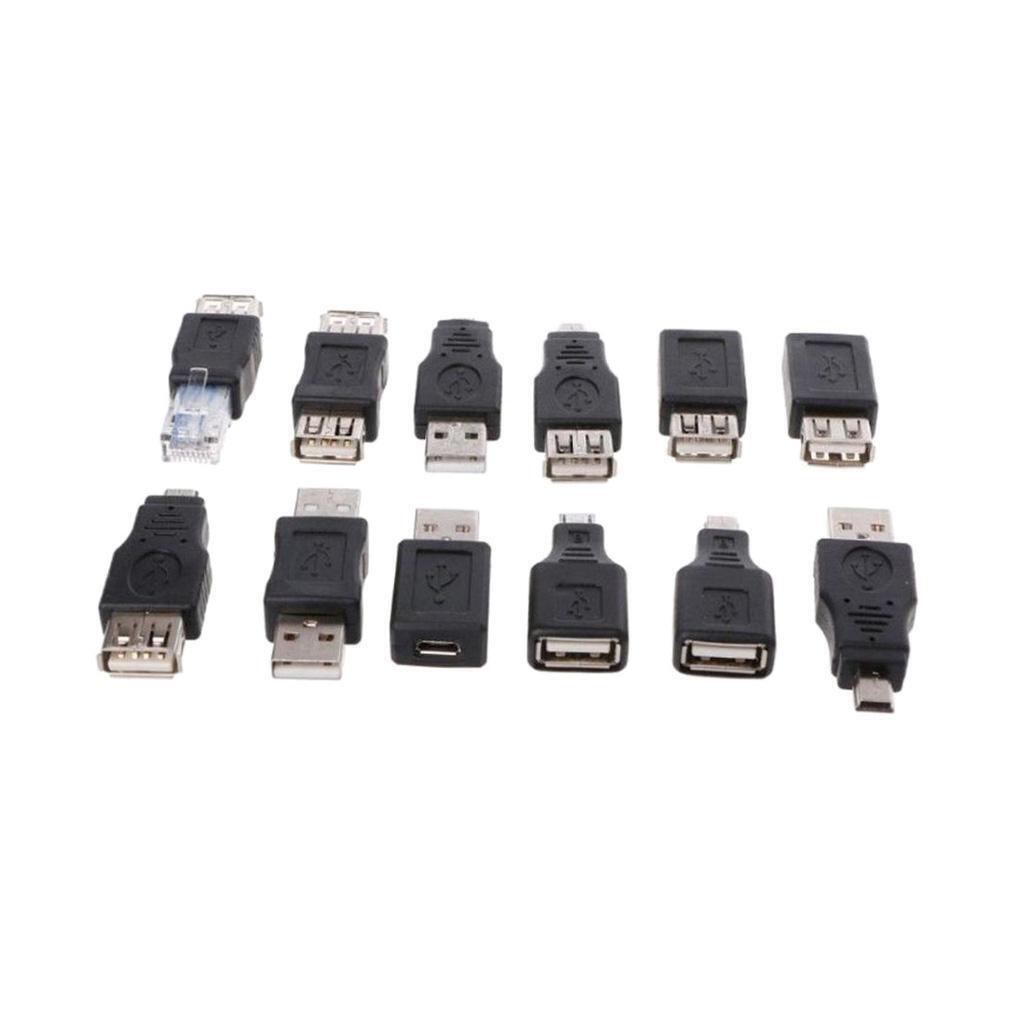 12pcs OTG USB Male to Female Micro USB Mini USB Changer Adapter Converter