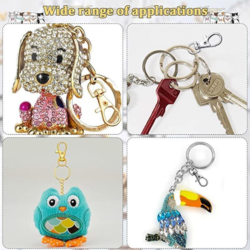 350x/set Split Key Chain Ring Part with Lobster Clasps for Craft DIY 7 Colors