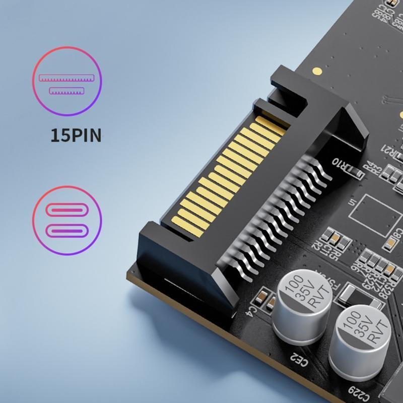 USB 3.2 PCIE 20Gb Riser Adapter PCI Express to Type C DP 20W Converter Expansion
