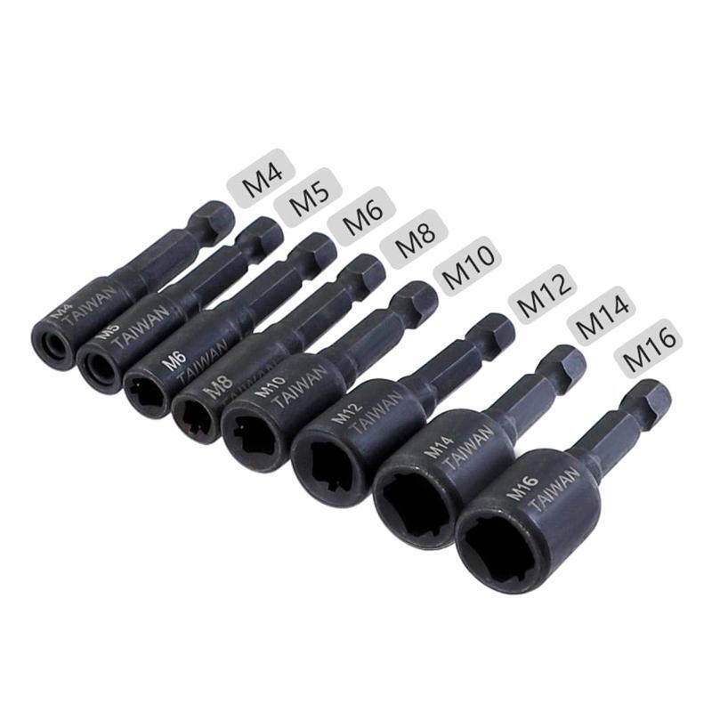 8 Pcs Tap Die Socket Adapter 1/4" Hex Shank Metric Screw Tap Wear Resistance