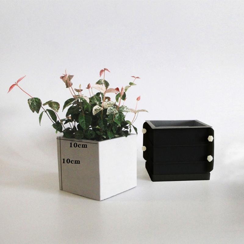 10cm Square Double-layer Flower Pot Mould + Double-layer Tray Mould Set