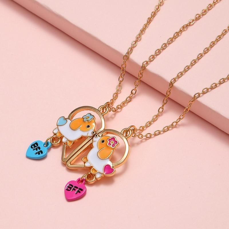 2x Pet Dog Puzzle Piece Matching Pendant Necklace Animal Lover Jewelry Gift