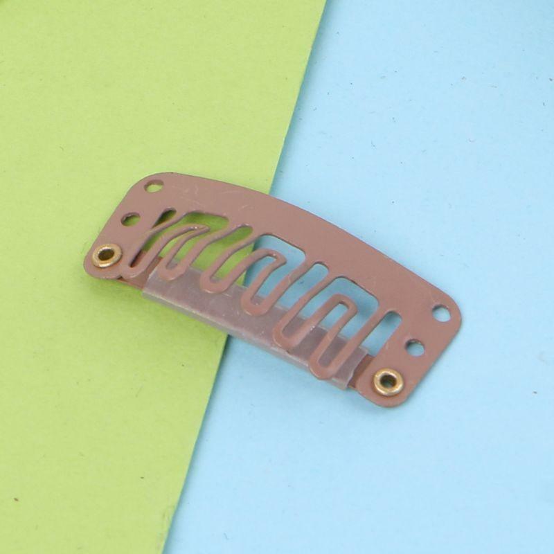Hot 32mm 10 pcs Middle U Brown Snap Hair Clip For Wig Hair Extension