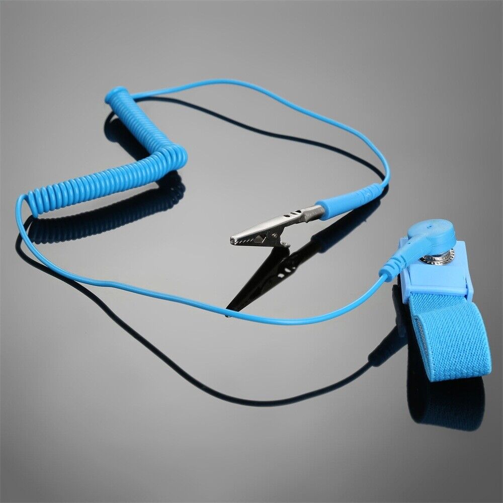 Blue Antistatic Discharge Cable Adjustable Wrist Band Grounding Prevent Static