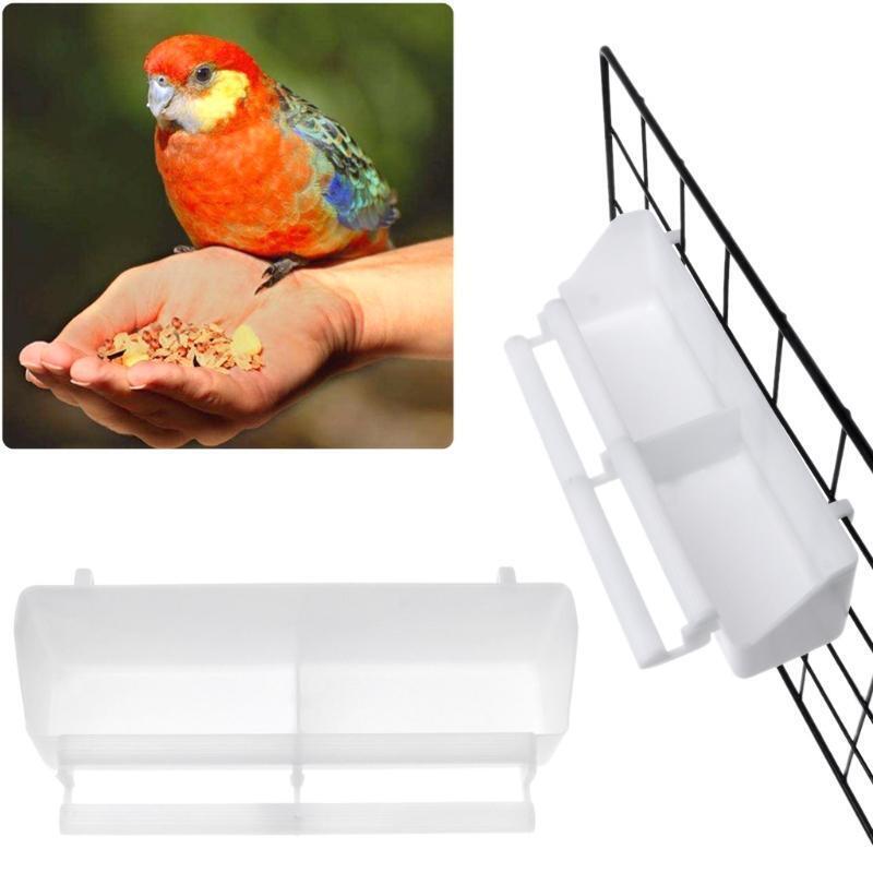 2 Pieces Bird Feeders for Cage Hanging Plastic Food Container with Perch