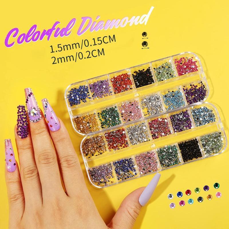 5pcs Nail Rhinestones Kit Flatback Nail Jewels Iridescent Nail Foil Flakes