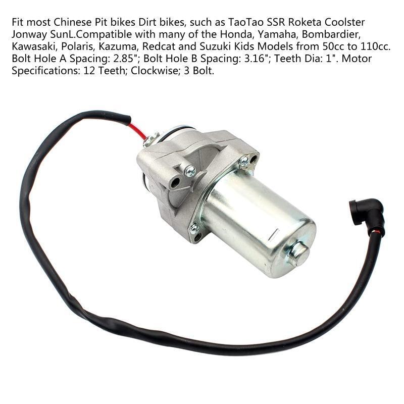 3 Bolt Starter Motor with Line Replacement for 50cc 70cc Corrosion Resistant