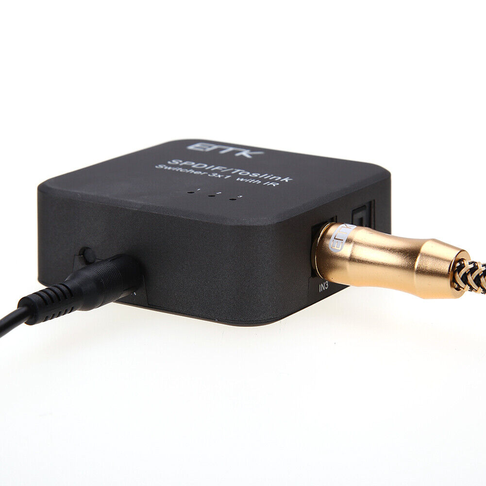 NEW SPDIF/TOSLINK Digital Optical Audio Switcher 3 In 1 Out Adapter with IR