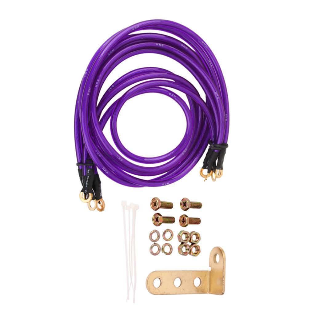 Grounding System Wire Kit Cable Fit For Universal 5-Point Purple