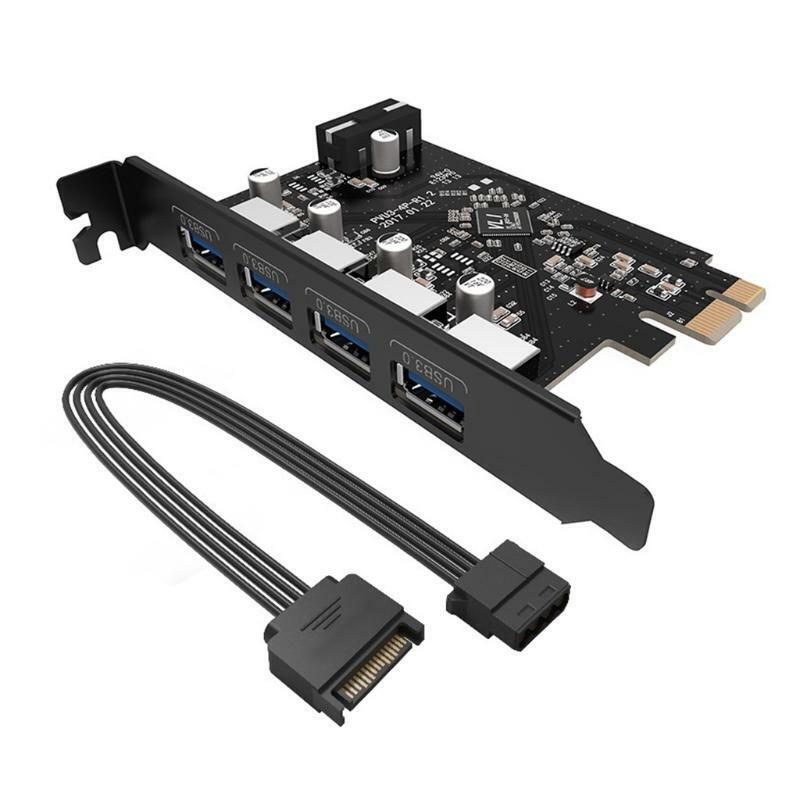 4Port USB3.0 PCI-E Expansion Card Stable Double Folding Design Card Splitter