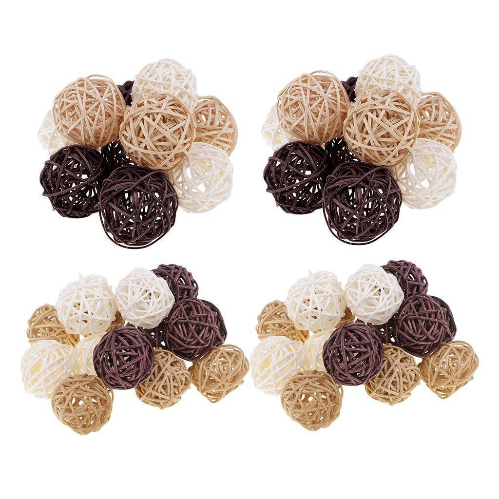 50x Wicker Rattan Balls Ornaments Bowl Ornaments  Fillers Supplies