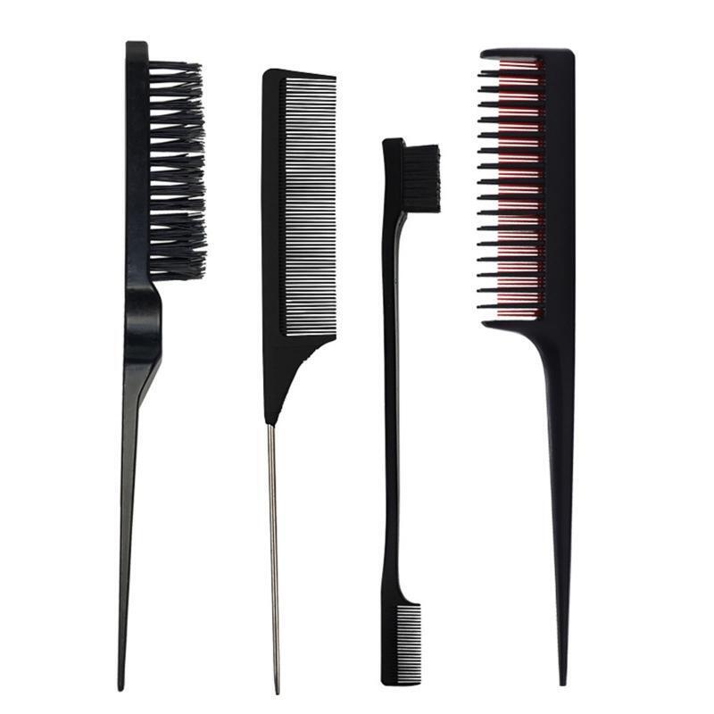 4Pcs Hair Styling Combs Set Teasing Hair Brush Rat Tail Combs Edge for Women
